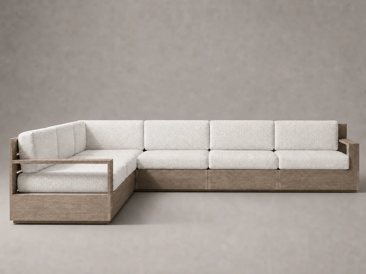 outdoor-l-sectional-sofa-teak-frame-performance-fabric #Fabric & Color_Performance Woven Chenille Lace