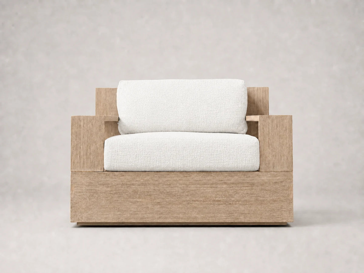 outdoor-lounge-chair-teak-frame-performance-fabric #Fabric & Color_Heritage Belgian Linen Egret