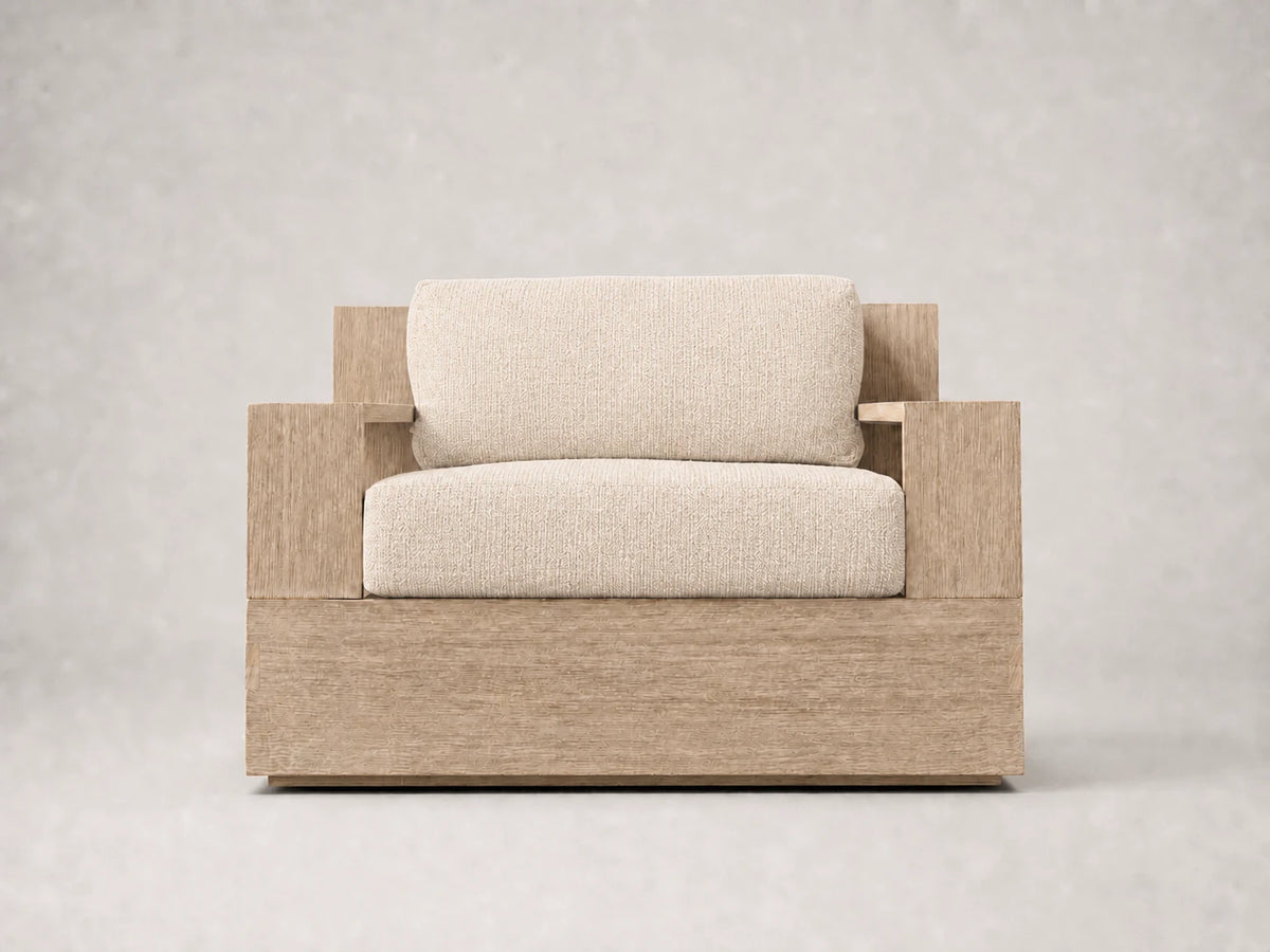 outdoor-lounge-chair-teak-frame-performance-fabric #Fabric & Color_Performance Woven Chenille Desert
