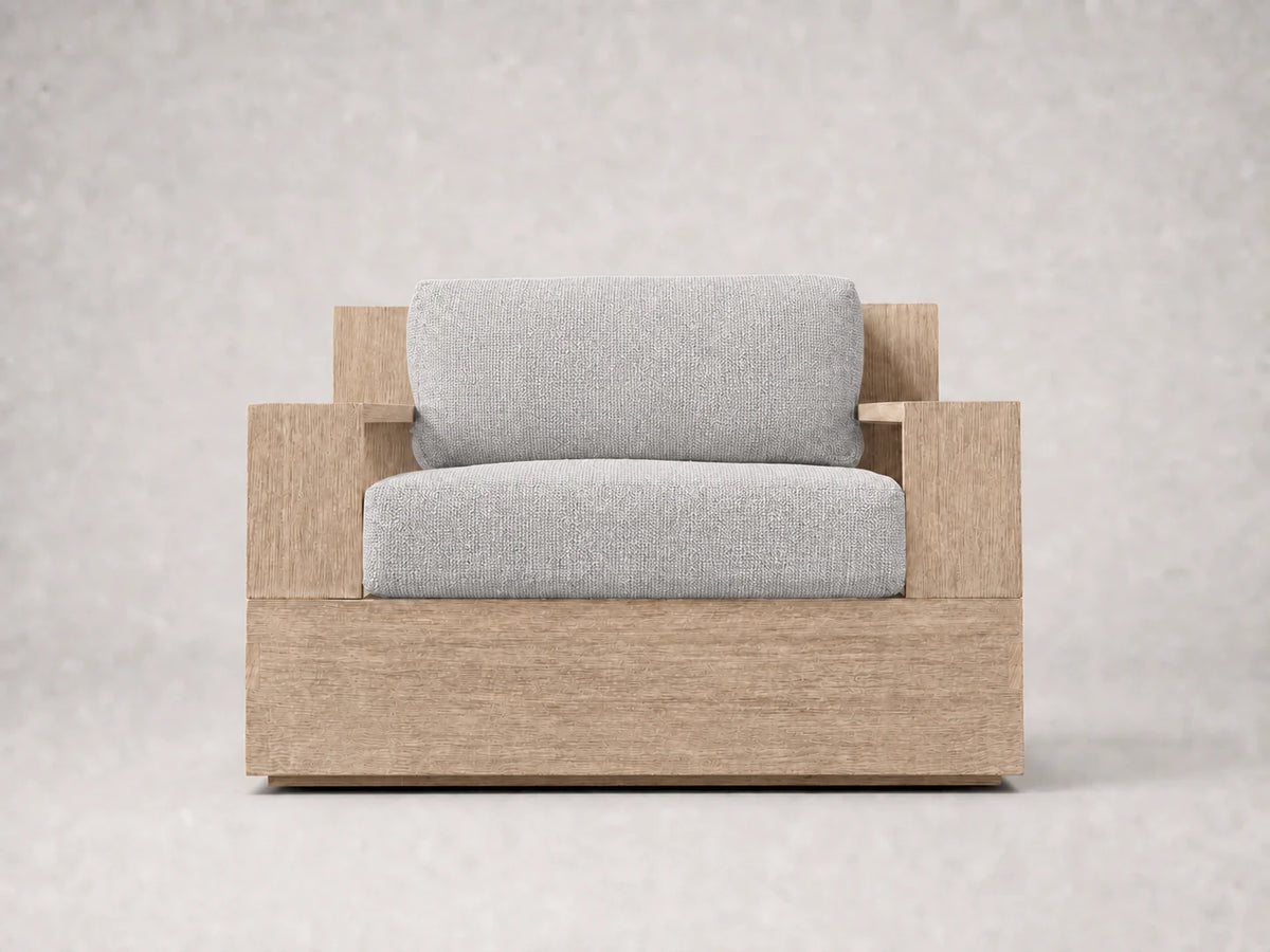 outdoor-lounge-chair-teak-frame-performance-fabric #Fabric & Color_Performance Woven Chenille Steel