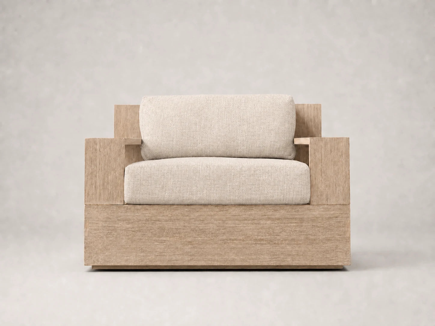 outdoor-lounge-chair-teak-frame-performance-fabric #Fabric & Color_Performance Linen Weave Beige