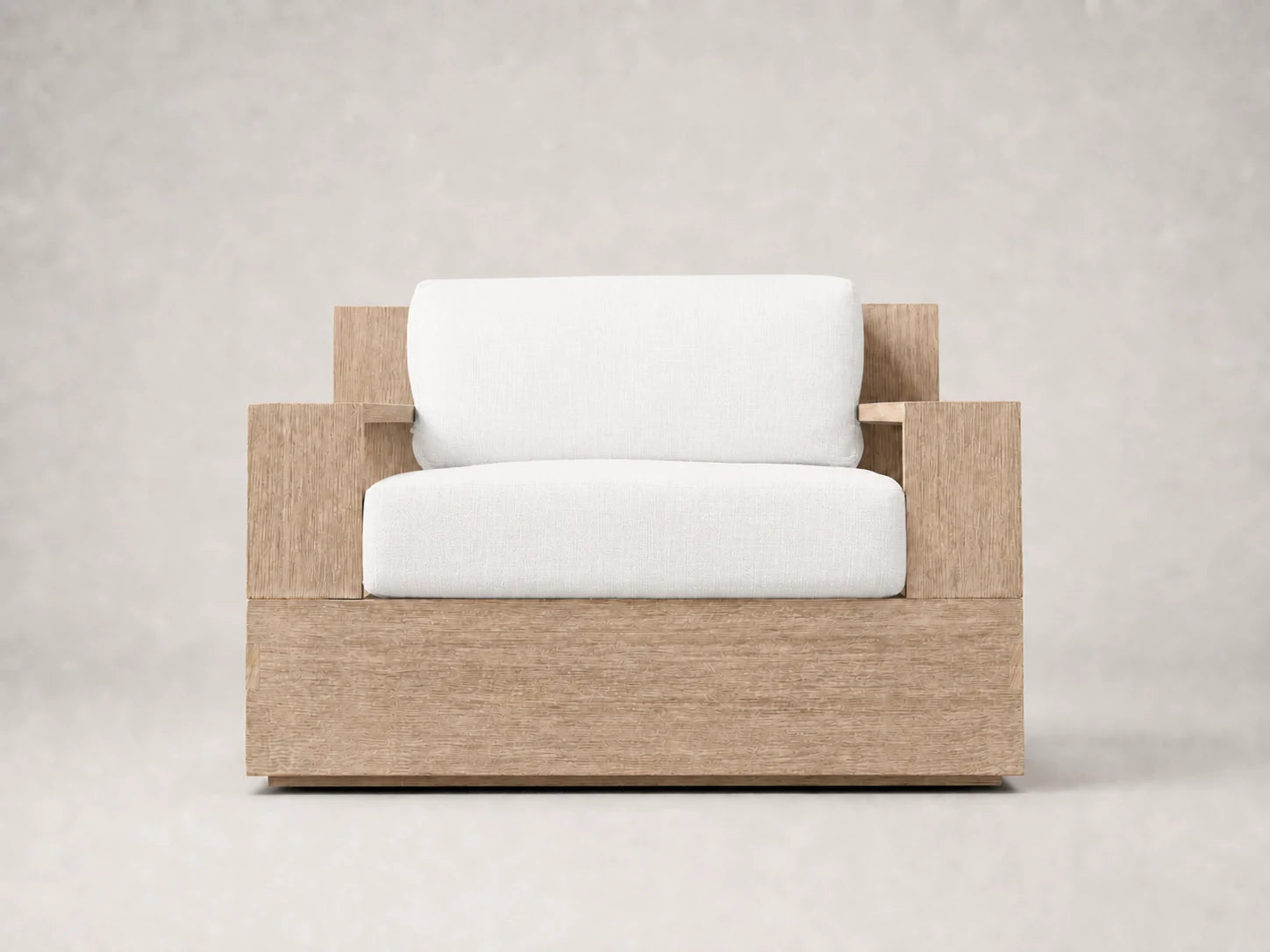 outdoor-lounge-chair-teak-frame-performance-fabric #Fabric & Color_Performance Linen Weave Pure White