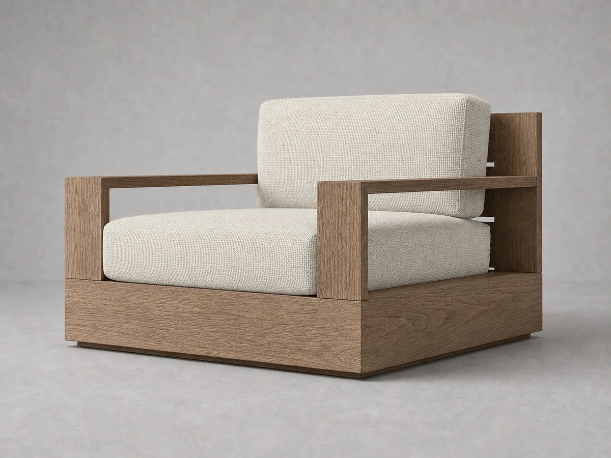 outdoor-swivel-chair-teak-frame-performance-fabric #Fabric & Color_Heritage Belgian Linen Alder