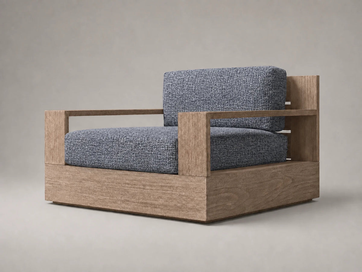 outdoor-swivel-chair-teak-frame-performance-fabric #Fabric & Color_Heritage Belgian Linen Lake