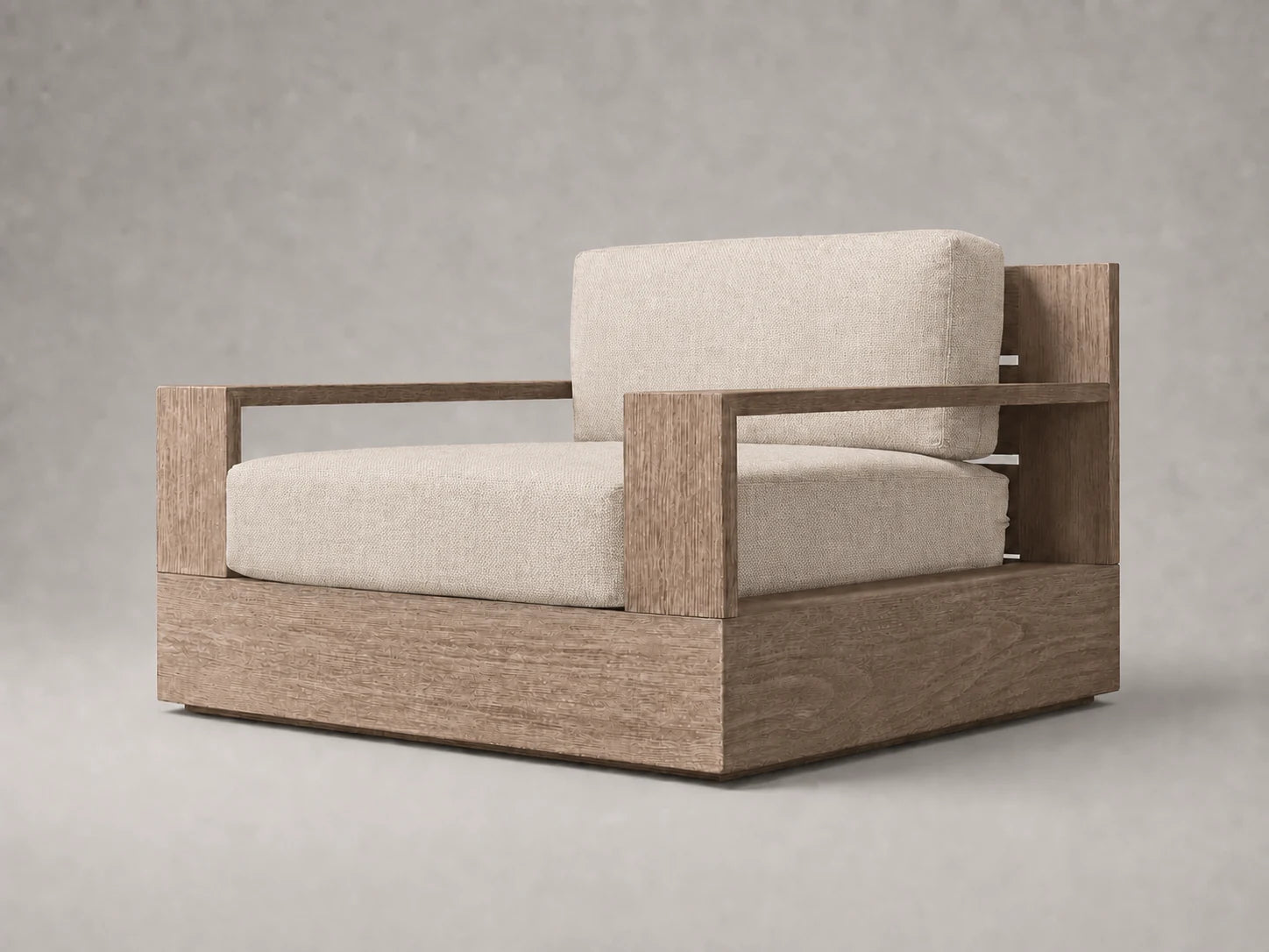 outdoor-swivel-chair-teak-frame-performance-fabric #Fabric & Color_Performance Linen Weave Beige