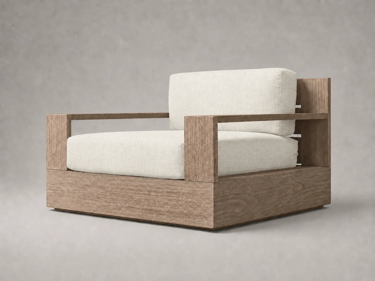 outdoor-swivel-chair-teak-frame-performance-fabric #Fabric & Color_Performance Linen Weave Flour