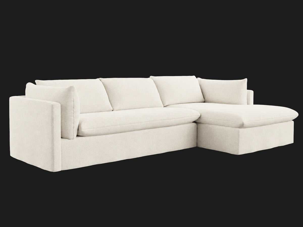 Palmetto Slipcovered Chaise Sectional – Three Quarter View