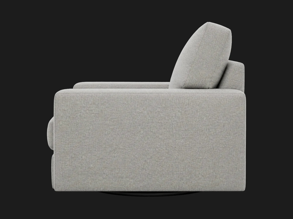PB Comfort Swivel XL chair side view in Italian Brushed Wool Moon