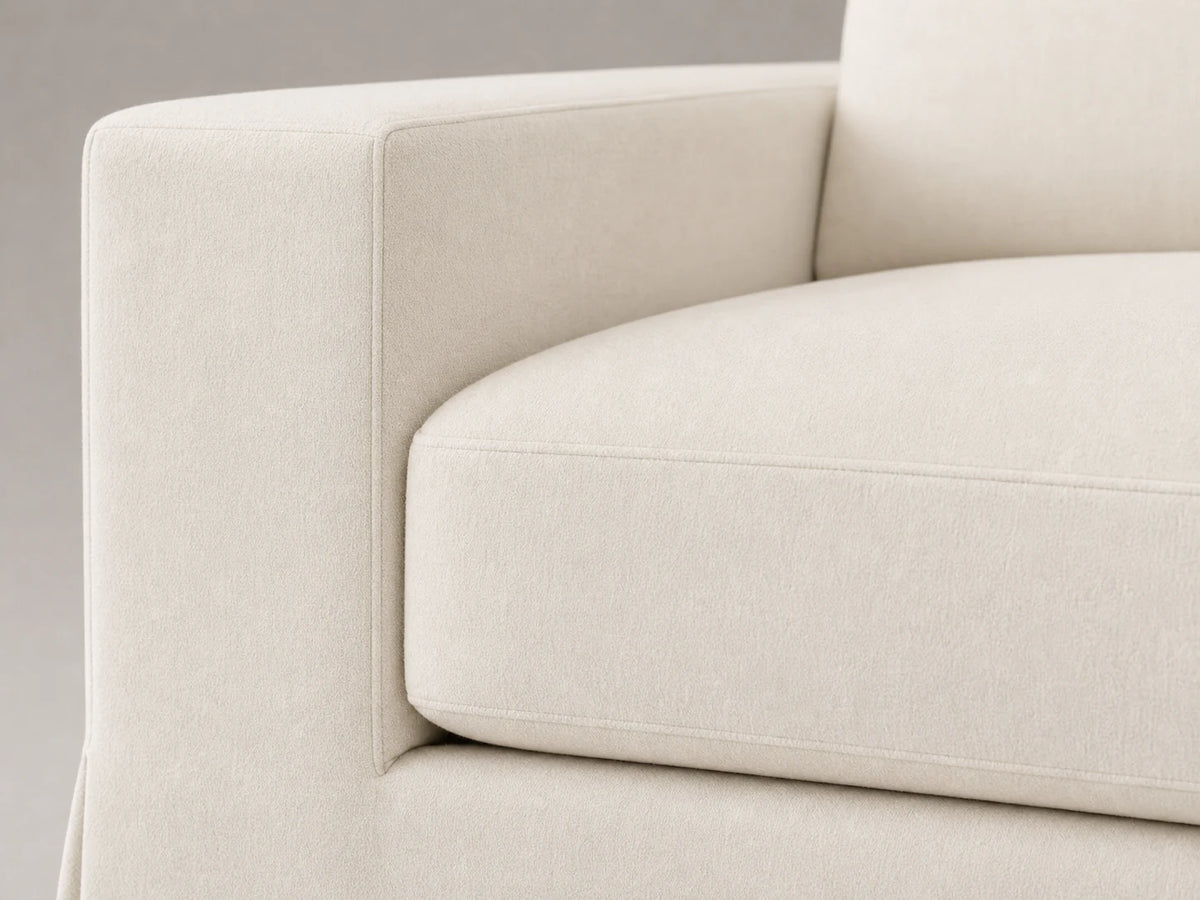 FRANK-RHR-019 sofa detail arm cushion view in Italian Brushed Wool Vanilla
