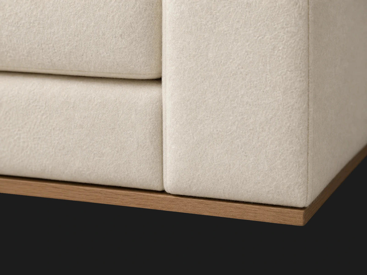 TRS-SF-OPT01 sofa detail base view in Italian Brushed Wool Vanilla