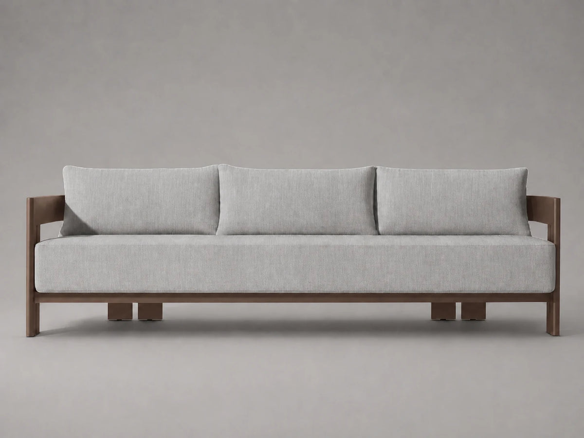 outdoor-sofa-wood-frame-performance-fabric #Fabric & Color_Performance Linen Weave Cloud