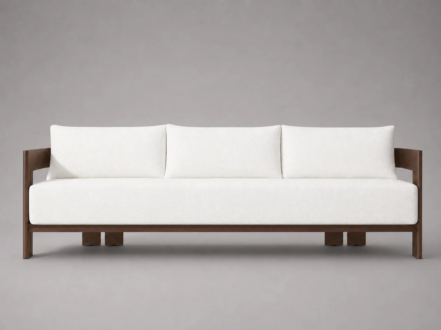 outdoor-sofa-wood-frame-performance-fabric #Fabric & Color_Performance Linen Weave Pure White