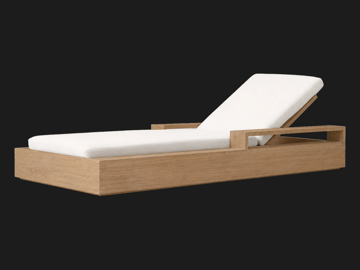 Outdoor Chaise Lounge, Teak Base, Performance Fabric