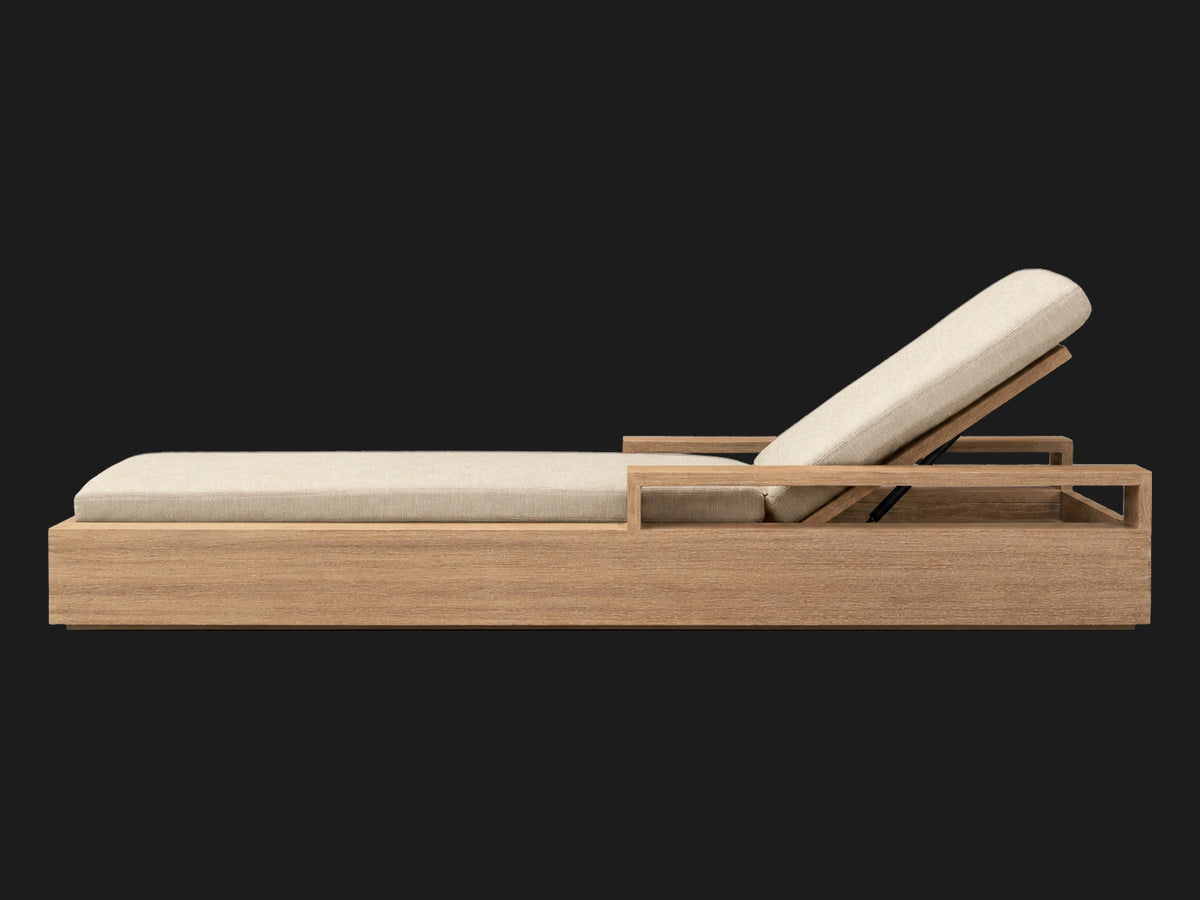 Outdoor Chaise Lounge, Teak Base, Performance Fabric