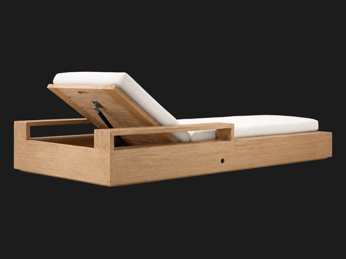 Outdoor Chaise Lounge, Teak Base, Performance Fabric