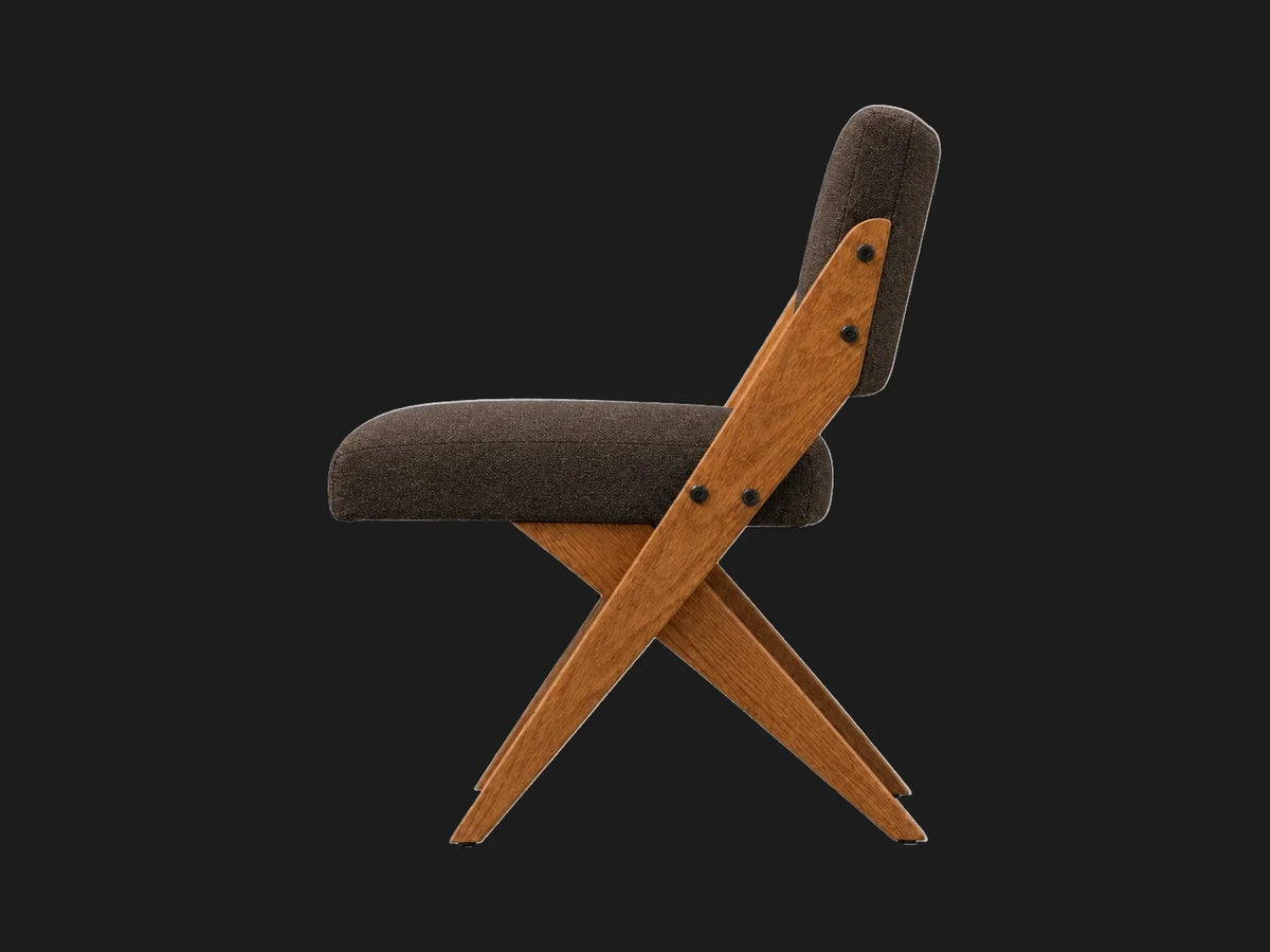 Teak Dining Chair in Italian Brushed Wool Cocoa #Fabric & Color_Italian Brushed Wool Cocoa
