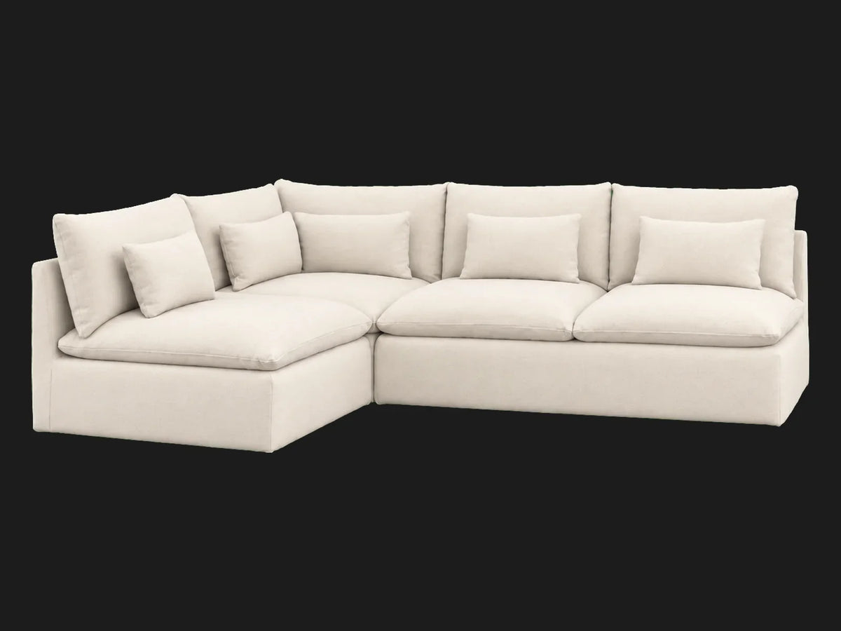 Italian Brushed Wool Vanilla — Aria Short L-Shape Sectional
