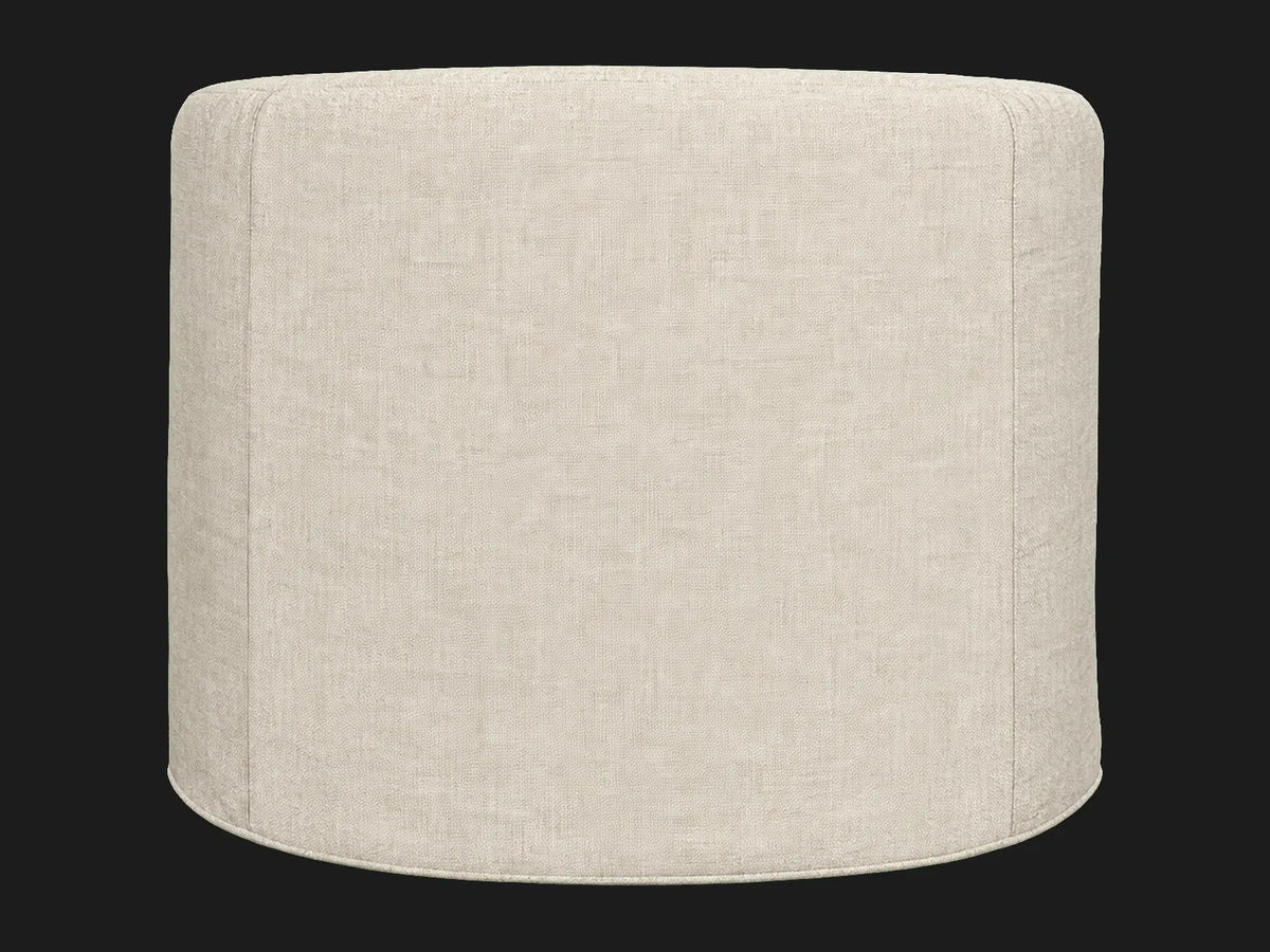Ziki slipcovered swivel chair in Performance Linen Weave Beige, rear view