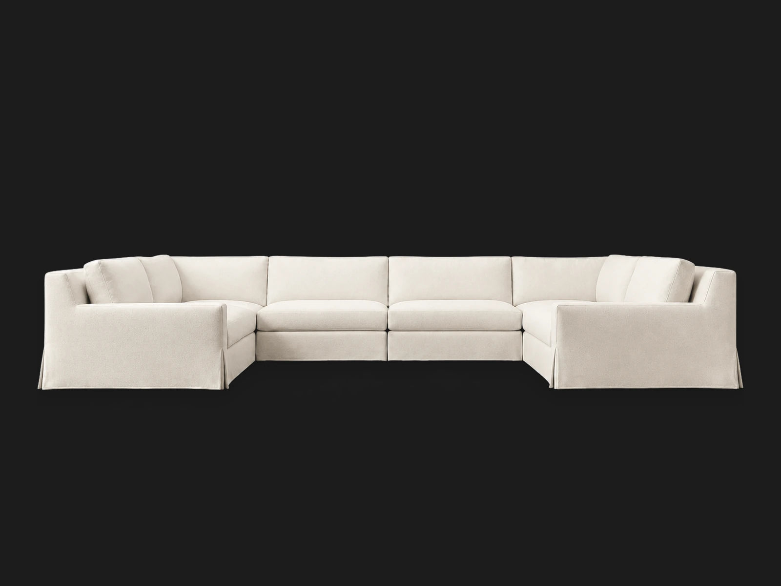 Modena Slipcovered Modular Track Arm 6-Piece U-Sectional — Italian Brushed Wool Vanilla — front view
