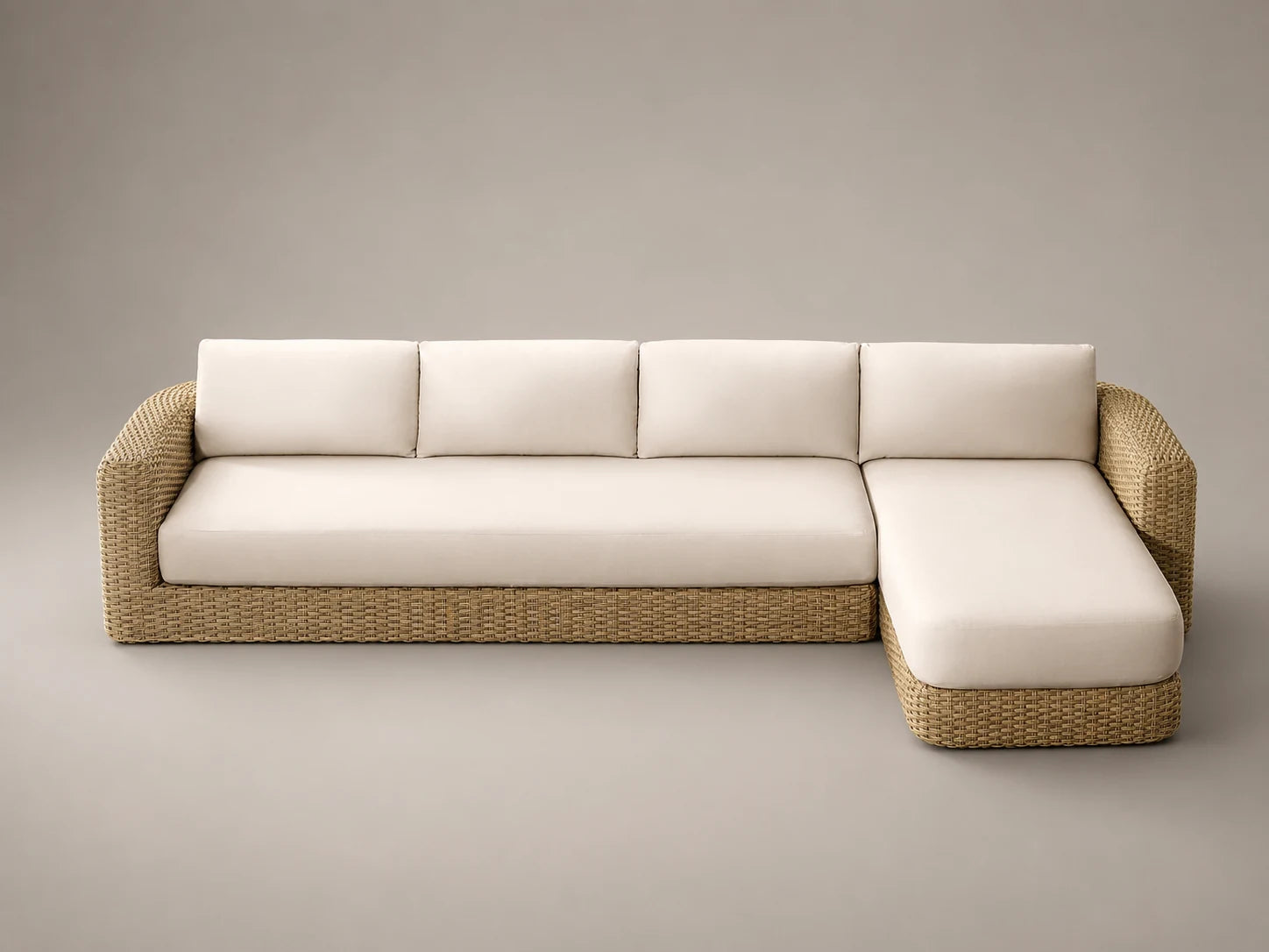 Outdoor Chaise Sofa, Wicker Frame, Performance Fabric, product view