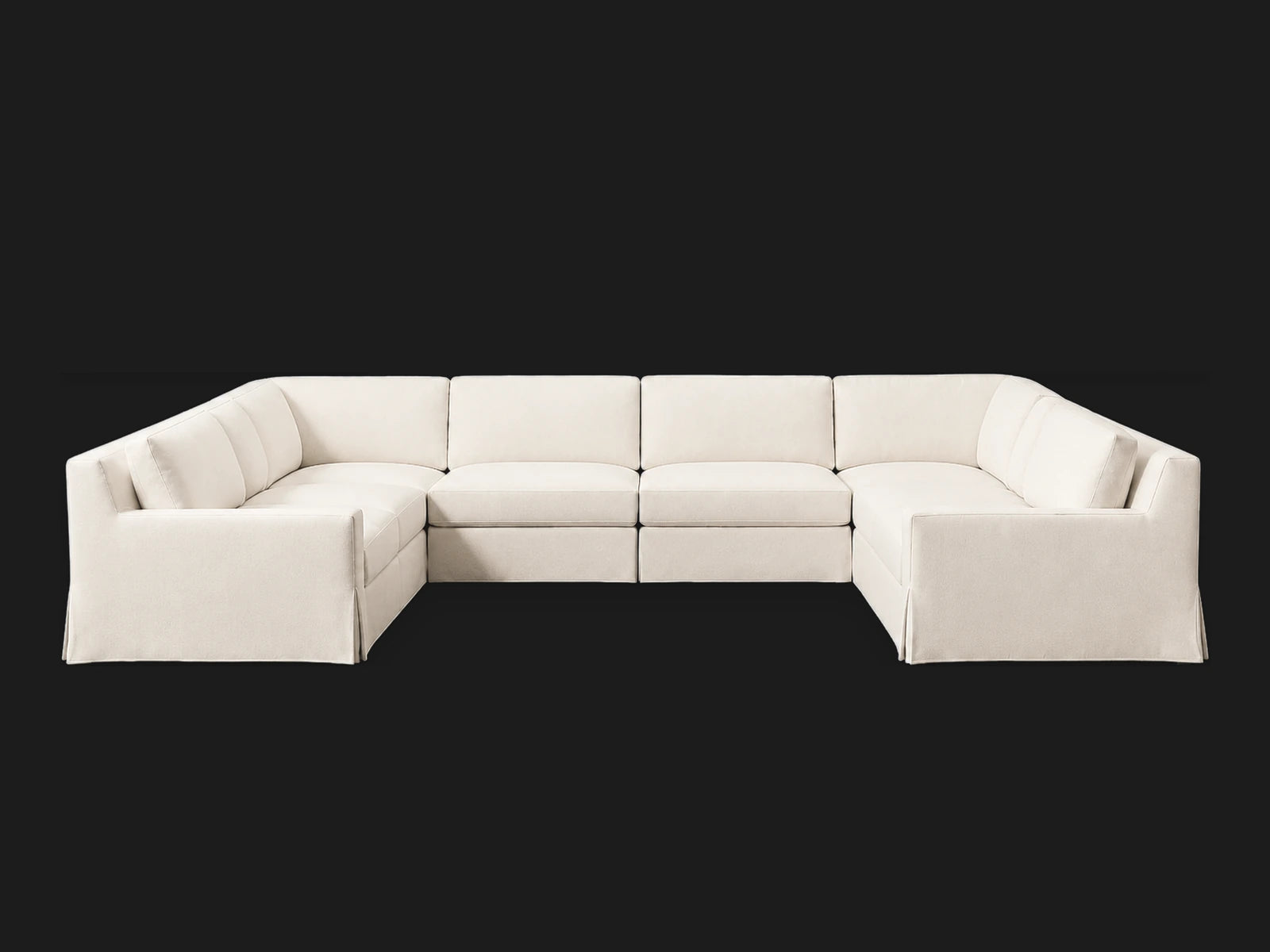 Modena Slipcovered Modular Track Arm 6-Piece U-Sectional — Italian Brushed Wool Vanilla — right three-quarter view