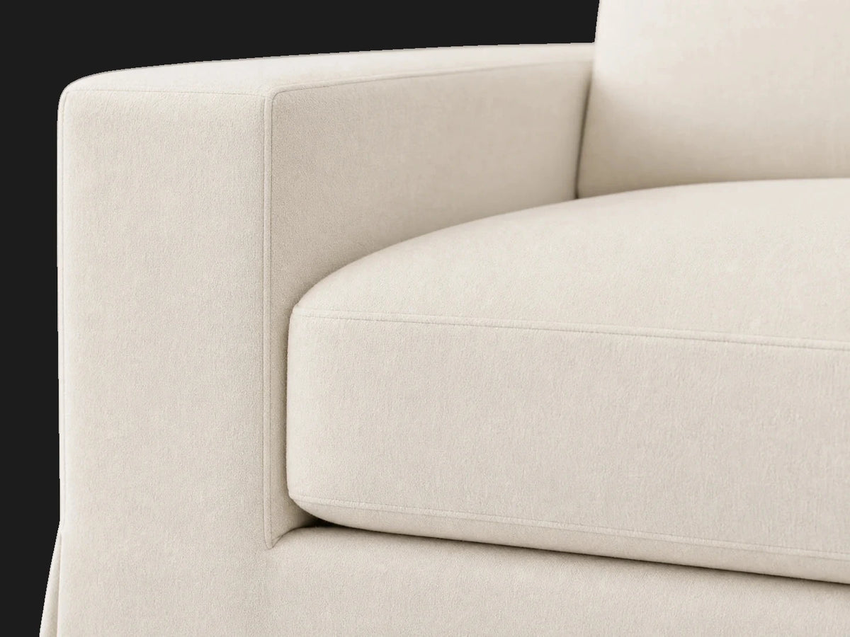 FRANK-RHR-019 sofa detail arm cushion view in Italian Brushed Wool Vanilla
