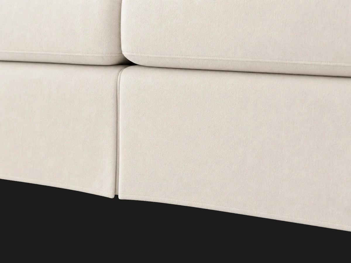 FRANK-RHR-019 sofa detail skirt base view in Italian Brushed Wool Vanilla