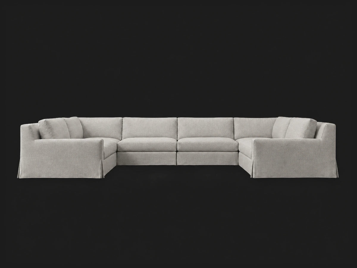 Modena 6-Piece U-Sectional — Performance Linen Weave Cloud