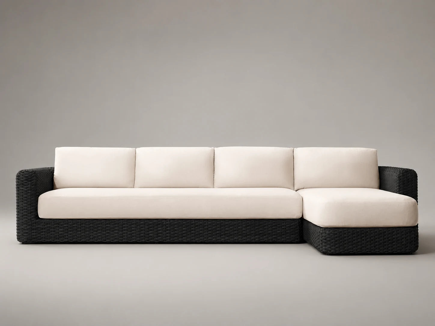 Outdoor Chaise Sofa, Wicker Frame, Performance Fabric, product view