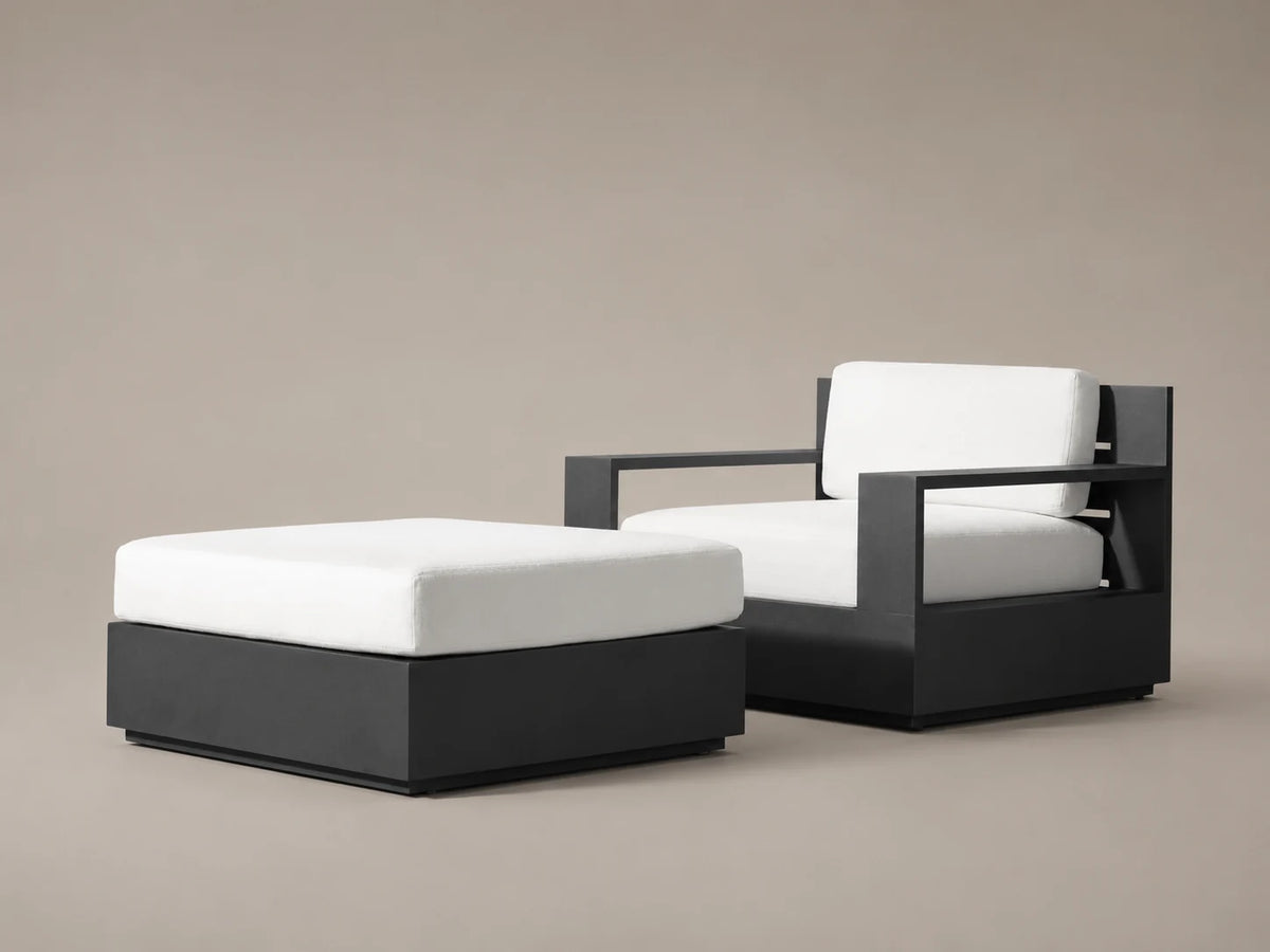 Outdoor Ottoman, Aluminum Frame, Performance Fabric, product view
