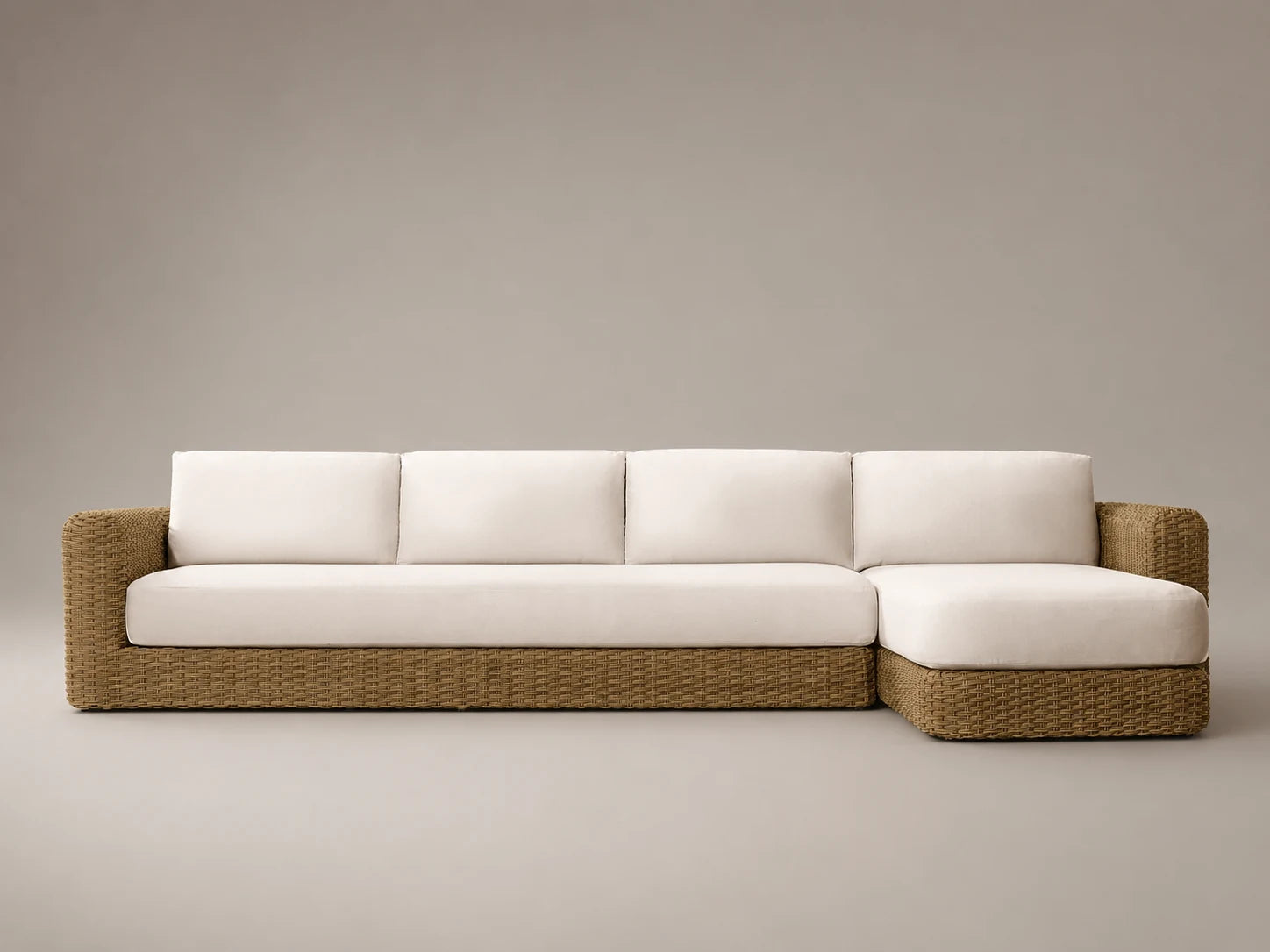 Outdoor Chaise Sofa, Wicker Frame, Performance Fabric, product view