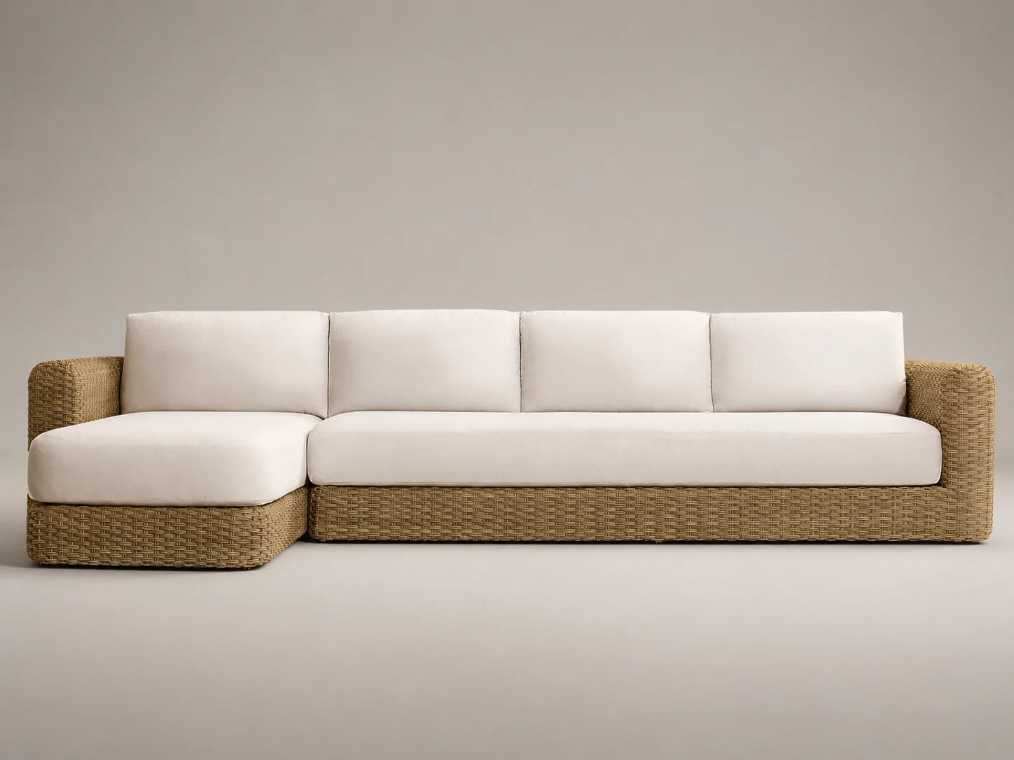 Outdoor Chaise Sofa, Wicker Frame, Performance Fabric, product view