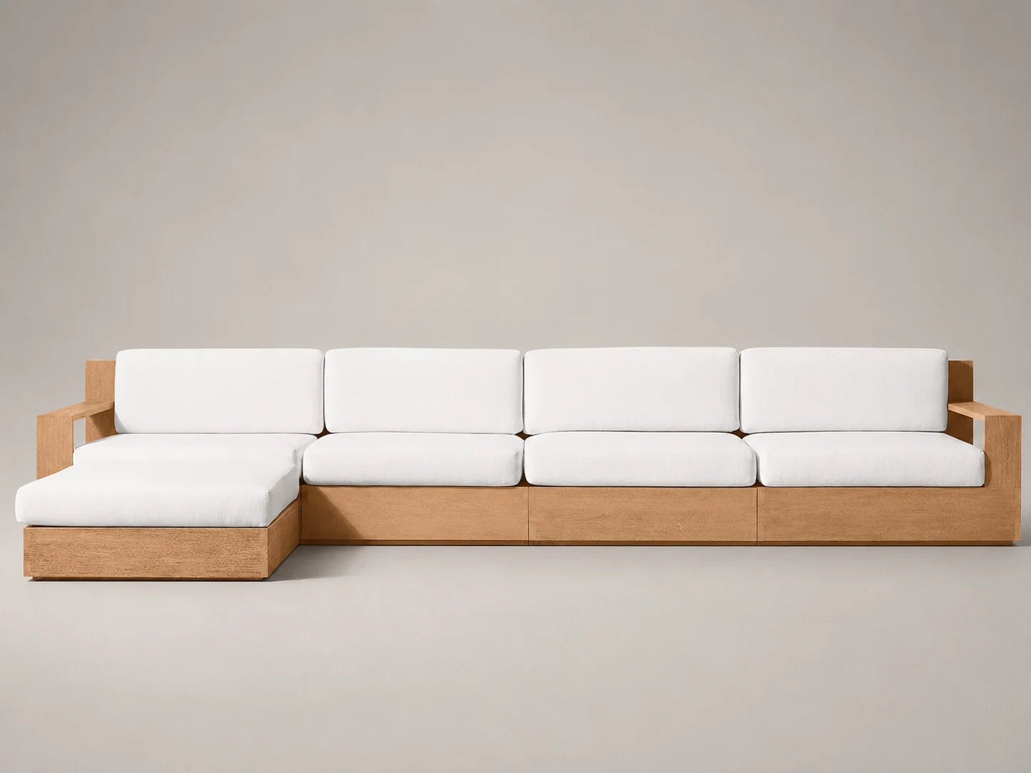 Outdoor Chaise Sectional, Teak Frame, Performance Fabric, product view