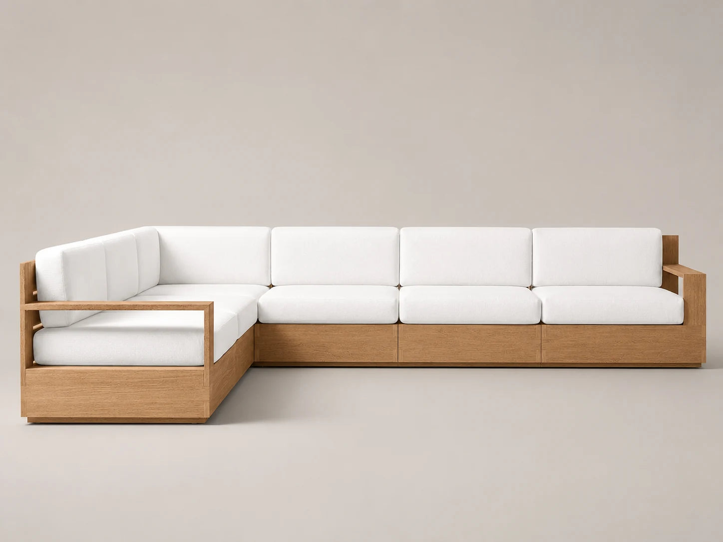 Outdoor L-Sectional Sofa, Teak Frame, Performance Fabric, product view
