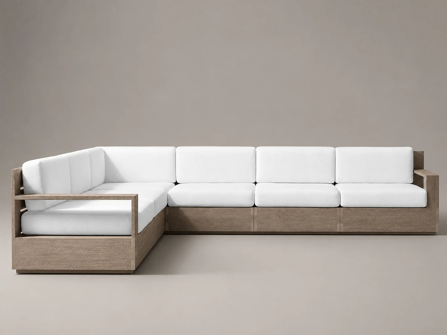 Outdoor L-Sectional Sofa, Teak Frame, Performance Fabric, product view