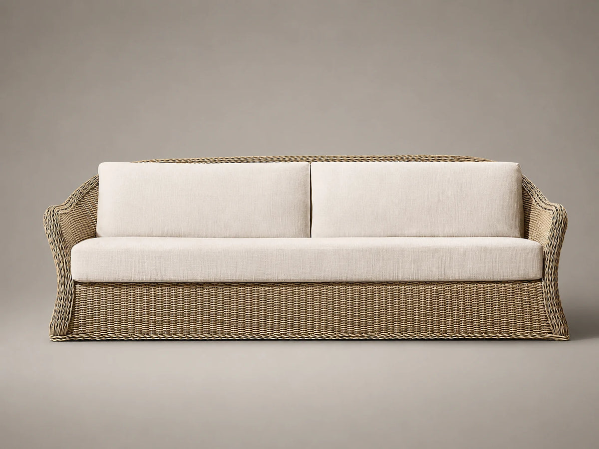Outdoor Sofa, Wicker Frame, Performance Fabric, product view