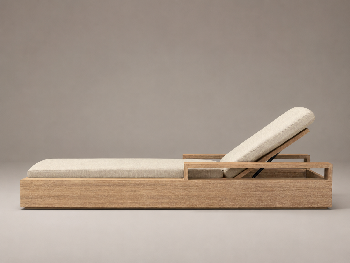 Outdoor Chaise Lounge, Teak Base, Performance Fabric