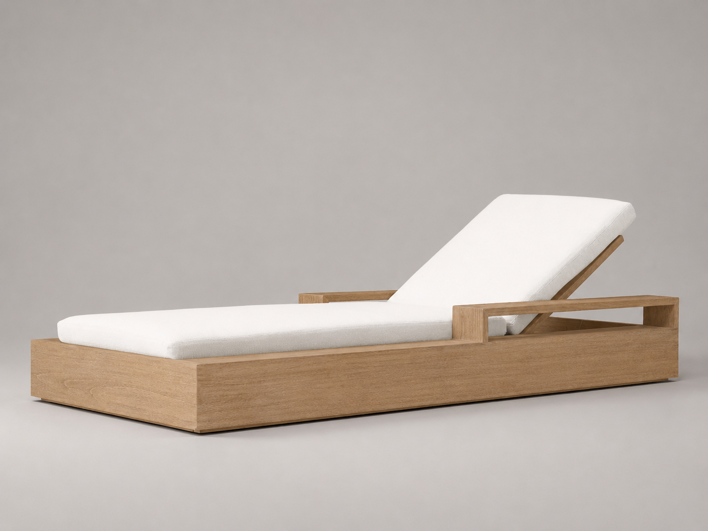 Outdoor Chaise Lounge, Teak Base, Performance Fabric