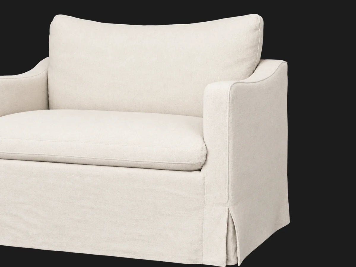 Amelia Chair in Italian Brushed Wool Vanilla — arm and upholstery detail