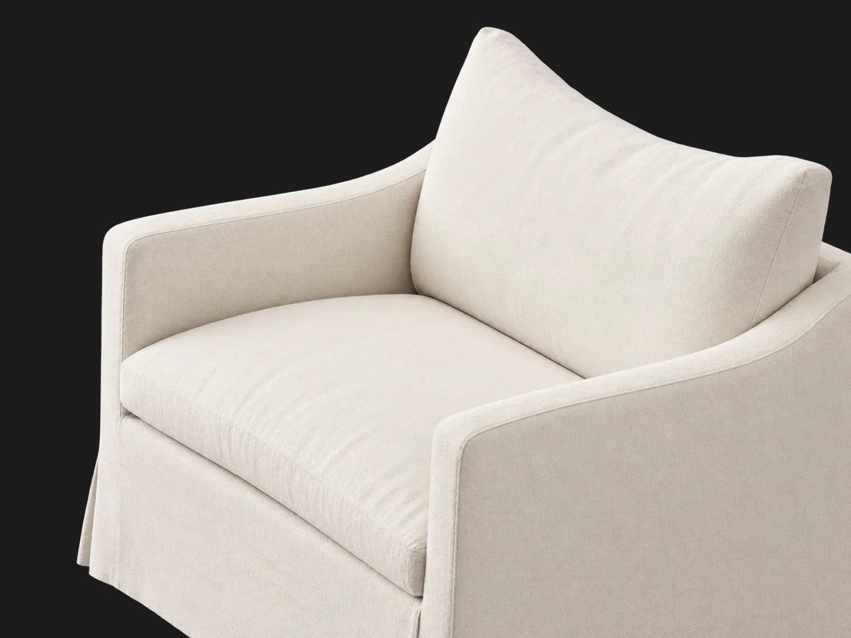 Amelia Chair in Italian Brushed Wool Vanilla — deep seat detail