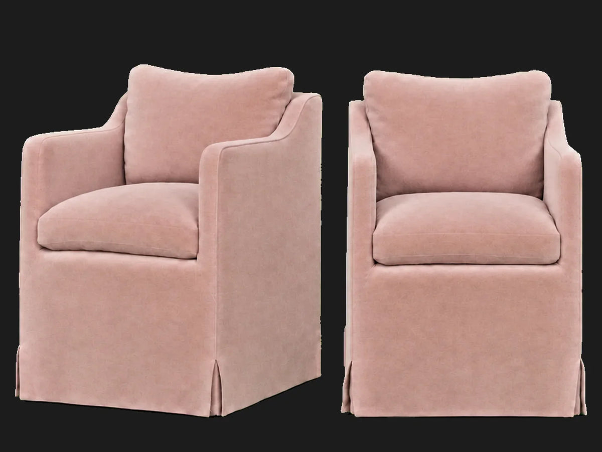 Amelia Dining Chair 2-piece set in Performance Velvet Blossom - front and three-quarter views #Fabric & Color_Performance Velvet Blossom