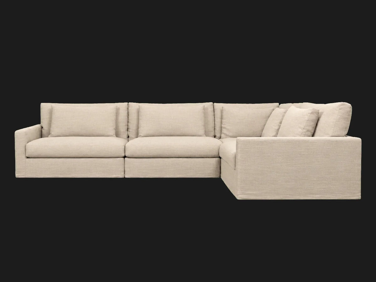 Aria Slipcovered Modular 4-Piece Chaise Sectional — Performance Linen Weave Beige hero