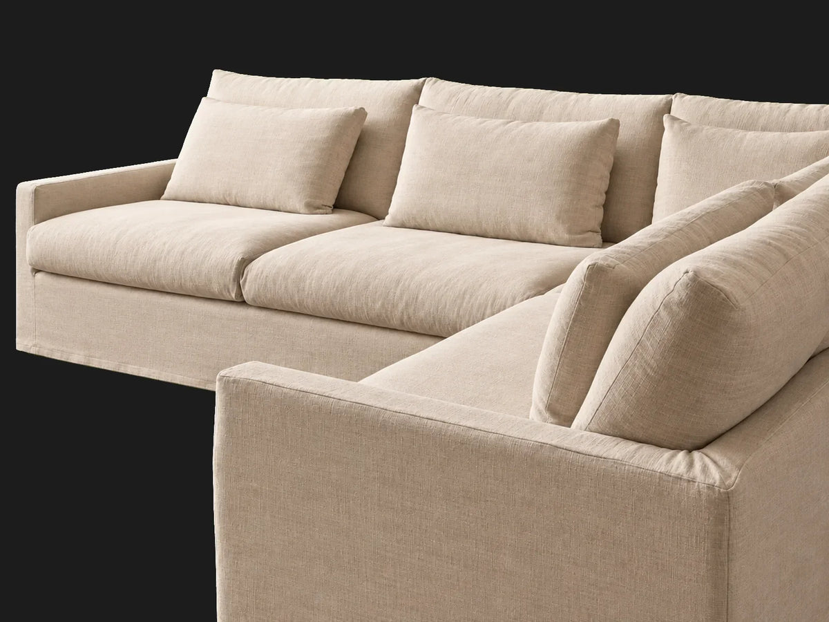 Aria Slipcovered Modular 4-Piece Chaise Sectional — seat detail