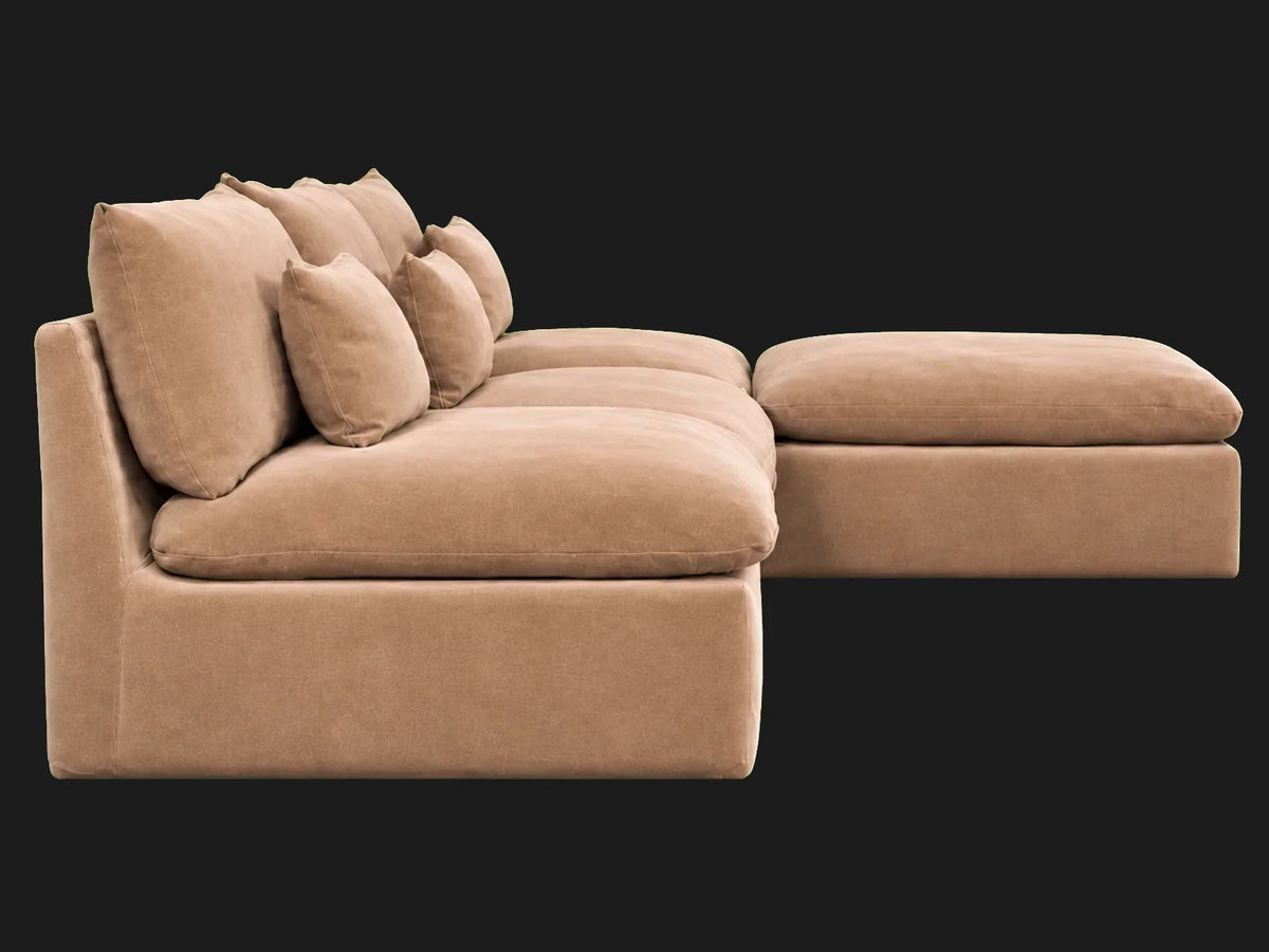 Aria 4-Piece Chaise Sectional — Mohair Almond side view