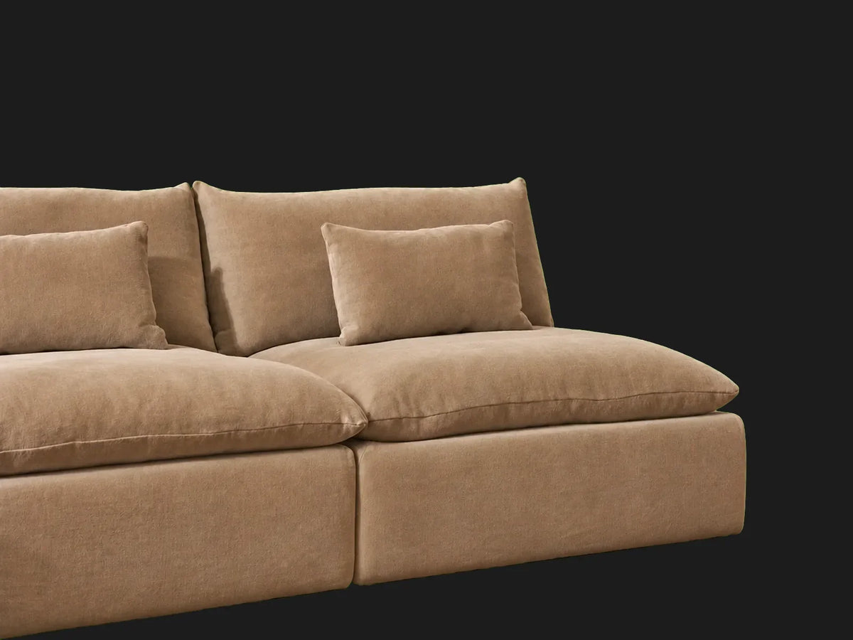 Aria 4-Piece Chaise Sectional — Mohair Almond chaise close-up