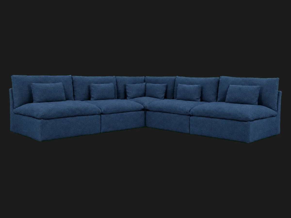 Aria Slipcovered Modular Corner Sectional — alternate front view in Performance Linen Weave Bay