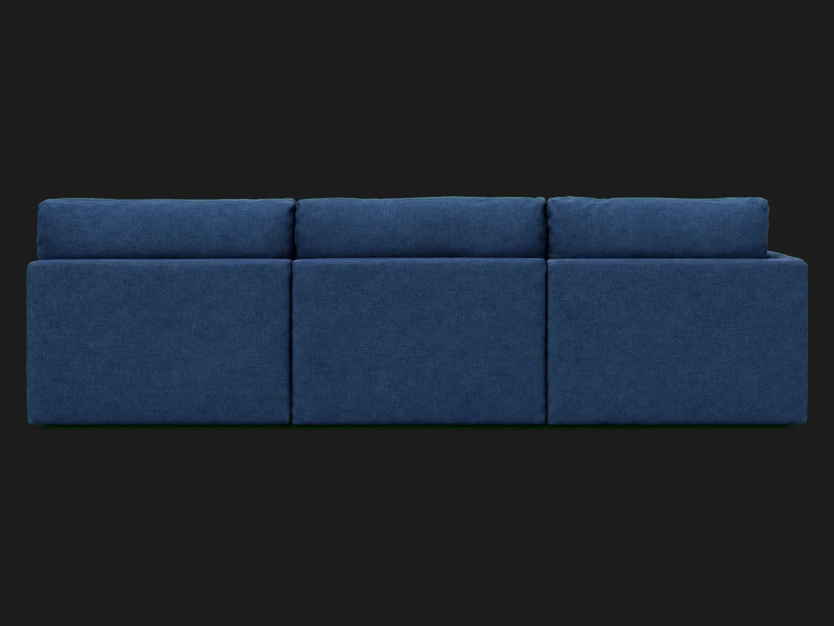 Aria Slipcovered Modular Corner Sectional — rear view in Performance Linen Weave Bay