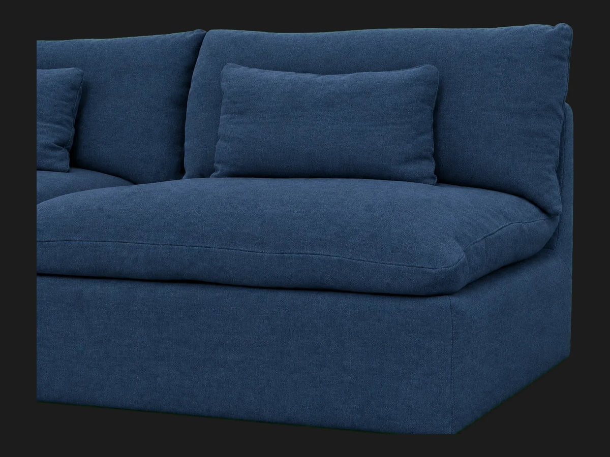Aria Slipcovered Modular Corner Sectional — upholstery detail in Performance Linen Weave Bay