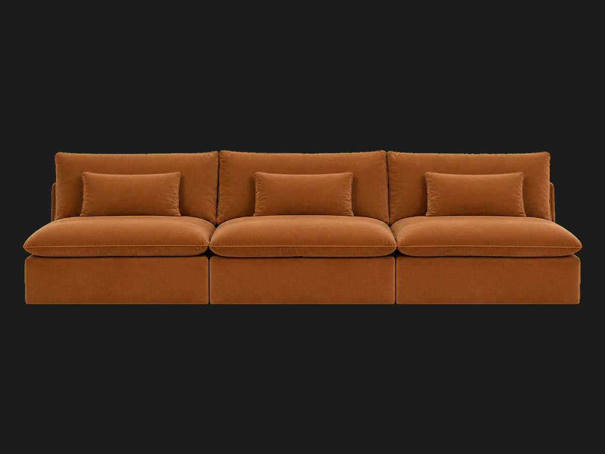 Aria Slipcovered Modular Sectional Sofa in Performance Velvet Cider — front view