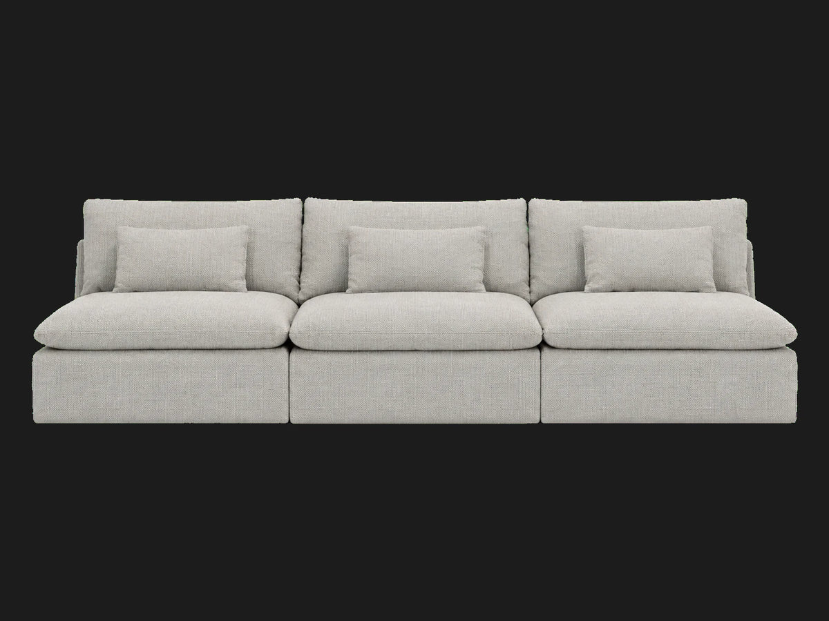 Aria Slipcovered Modular Sectional Sofa — Performance Textural Weave Breeze